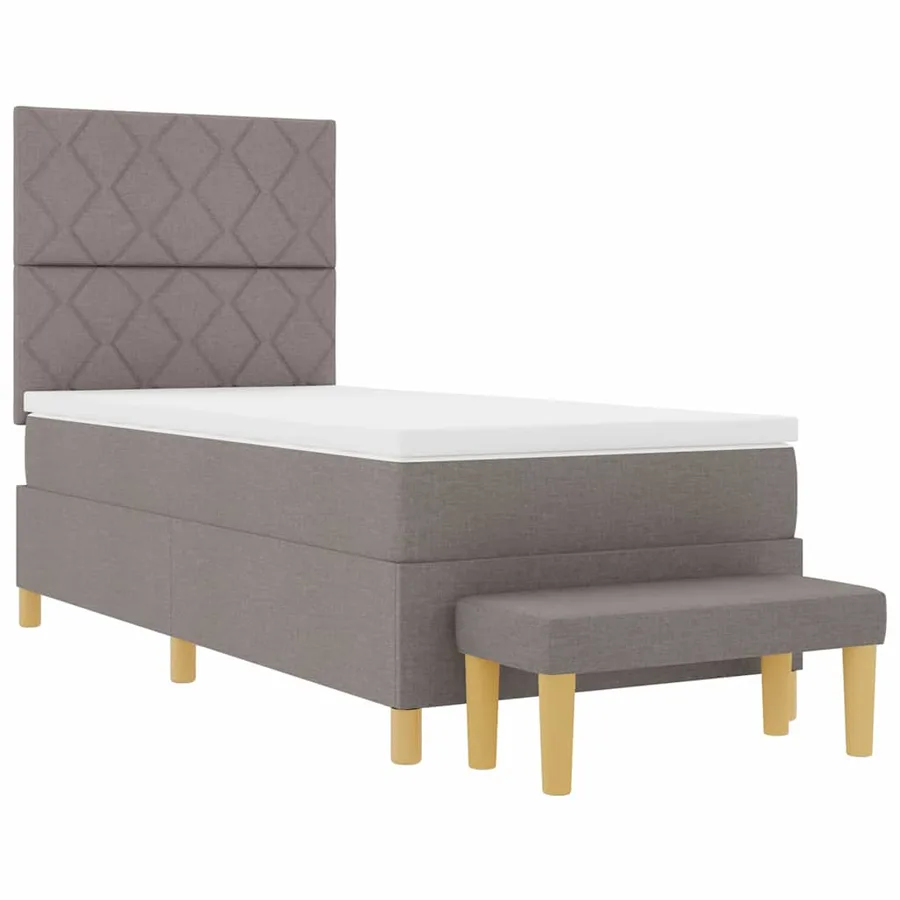 Lit à ressorts avec tête de lit Taupe 100 x 200 cm tissu - 4