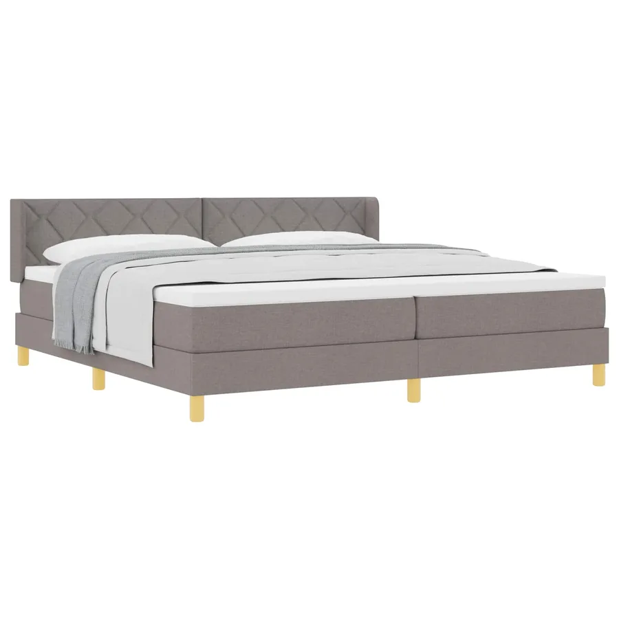 Lit à ressorts avec tête de lit Taupe 200 x 200 cm tissu - 2