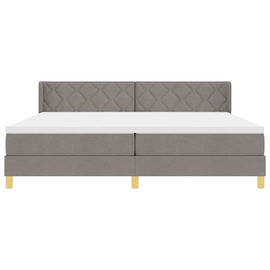 Lit à ressorts avec tête de lit Taupe 200 x 200 cm tissu - 7