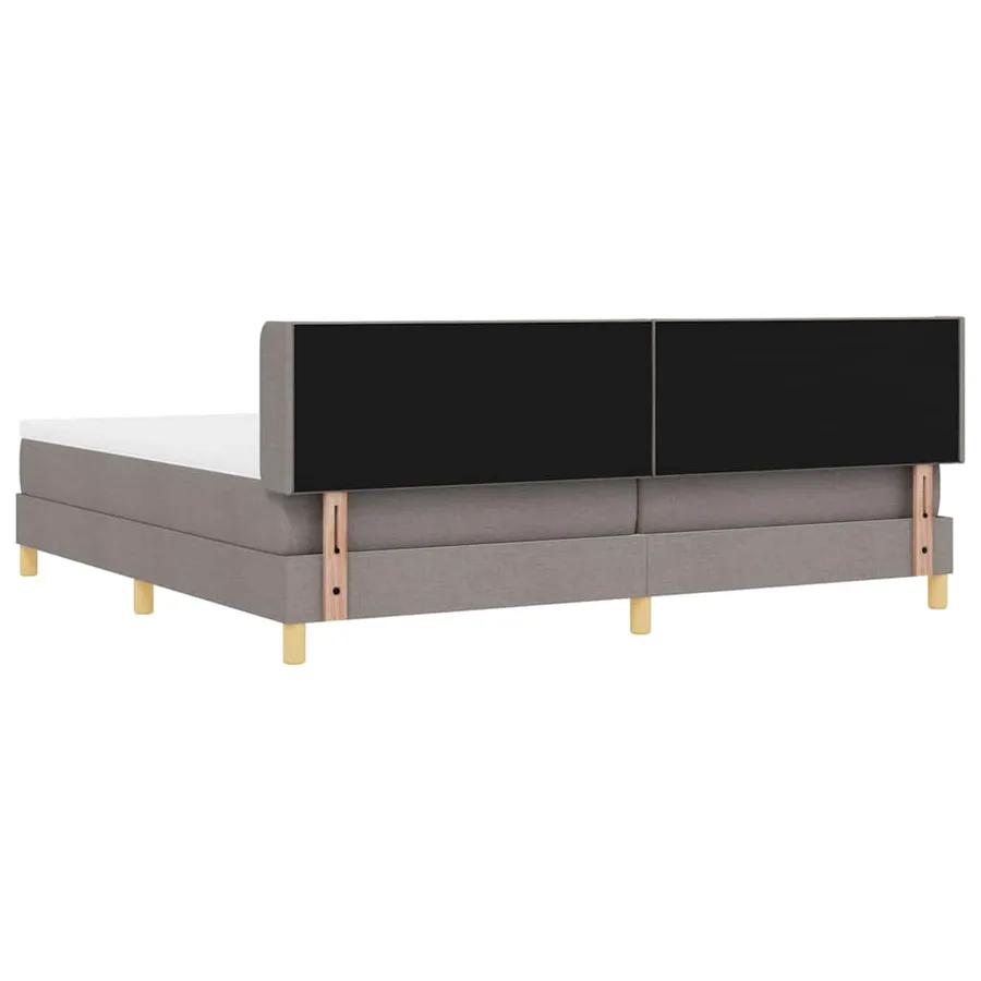 Lit à ressorts avec tête de lit Taupe 200 x 200 cm tissu - 9