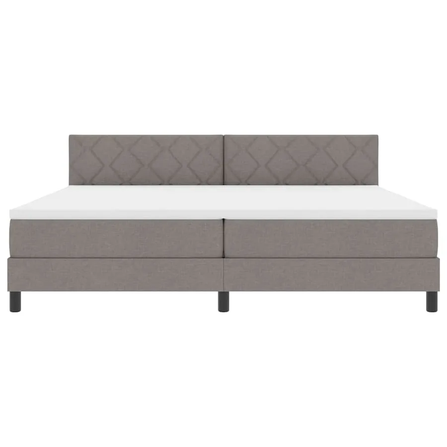 Lit à ressorts avec tête de lit Taupe 200 x 200 cm tissu - 7