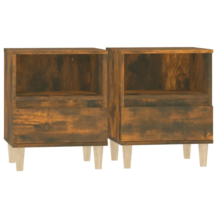 Tables de chevet 2 pcs Chêne fumé 40x35x50 cm - 2