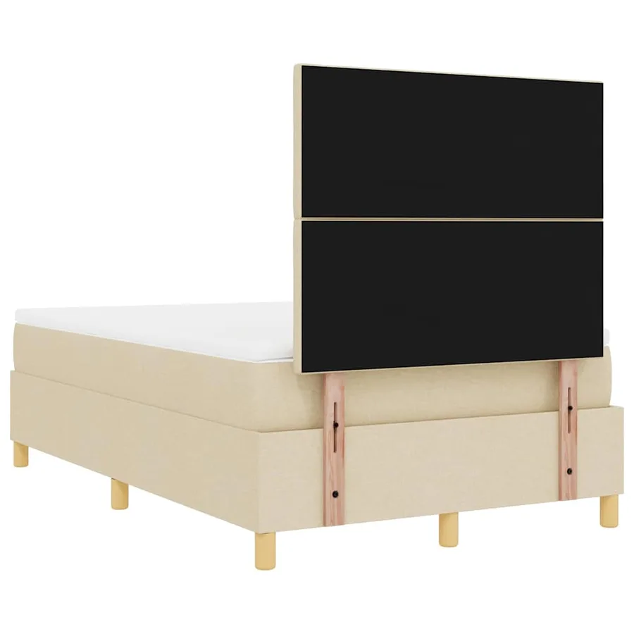 Lit à ressort LED avec tête de lit Crème 120 x 190 cm tissu - 10