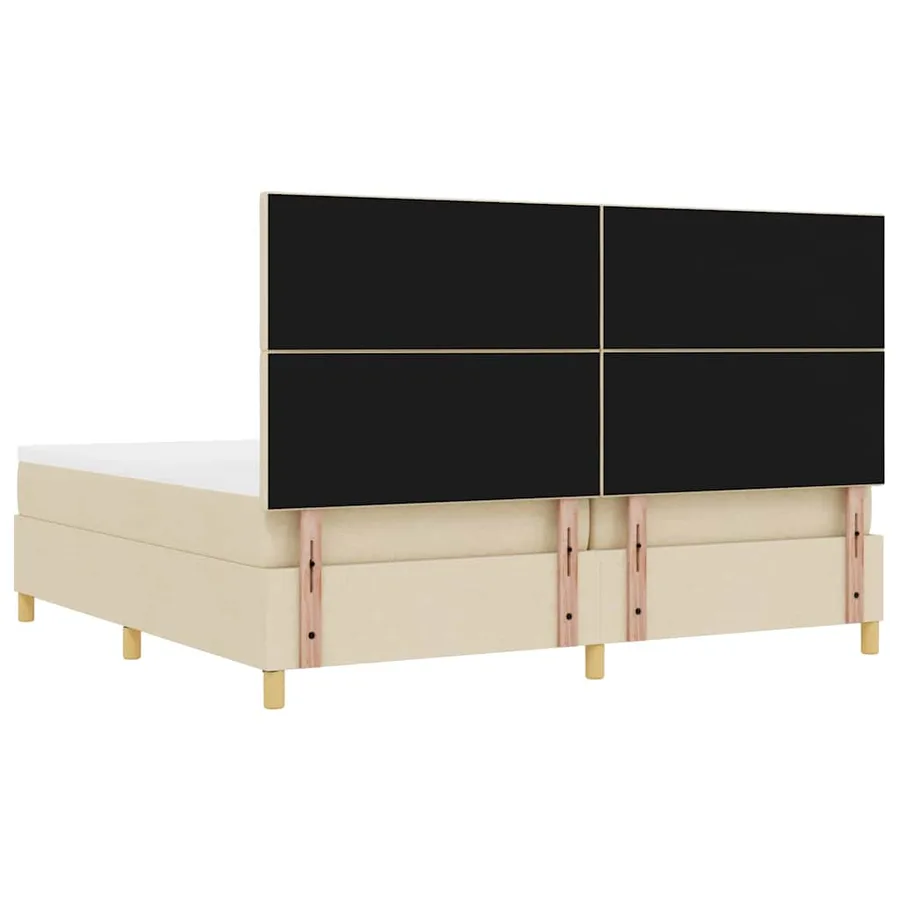 Lit à ressorts avec tête de lit Crème 200 x 200 cm tissu - 10