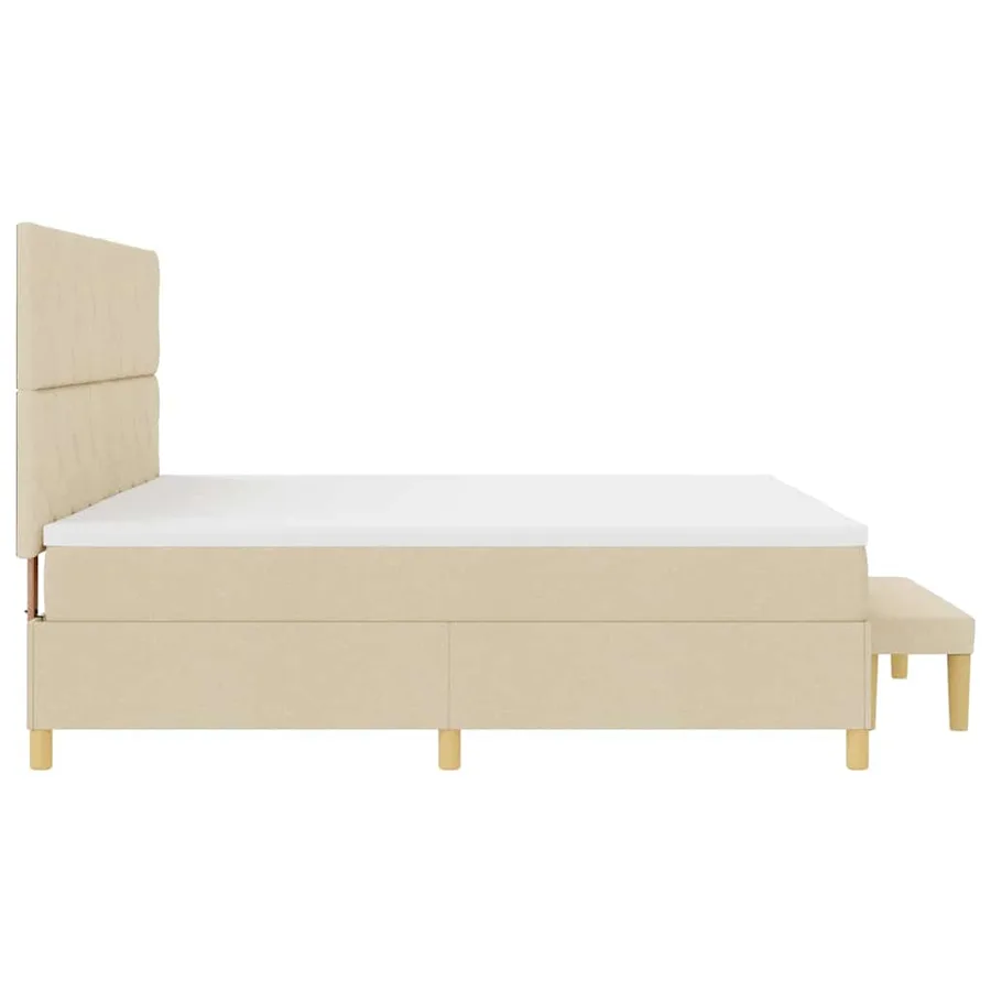 Lit à ressorts avec tête de lit Crème 200 x 200 cm tissu - 9