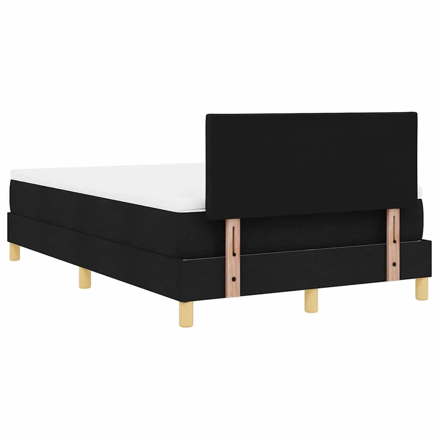 Lit à ressorts avec coussin Noir 120 x 200 cm tissu - 9