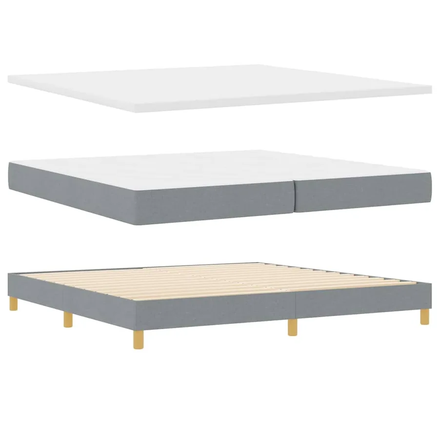 Lit à ressorts avec coussin Gris clair 200 x 200 cm tissu - 5