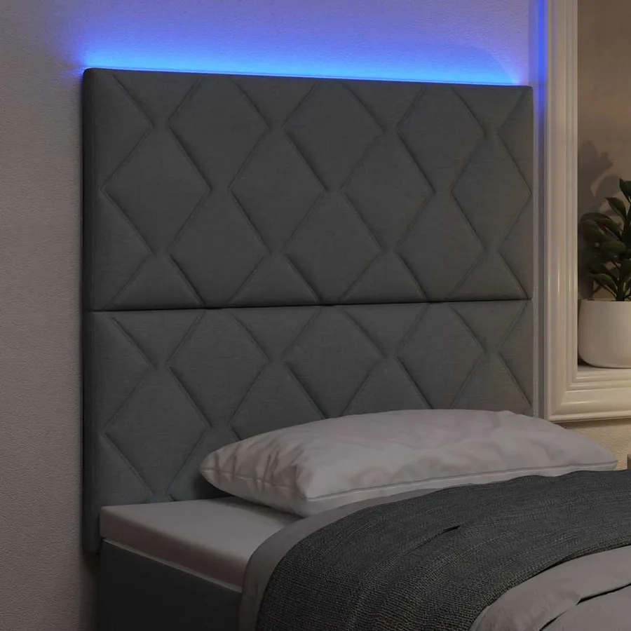 Tête de lit LED Gris clair 100 cm tissu - 4