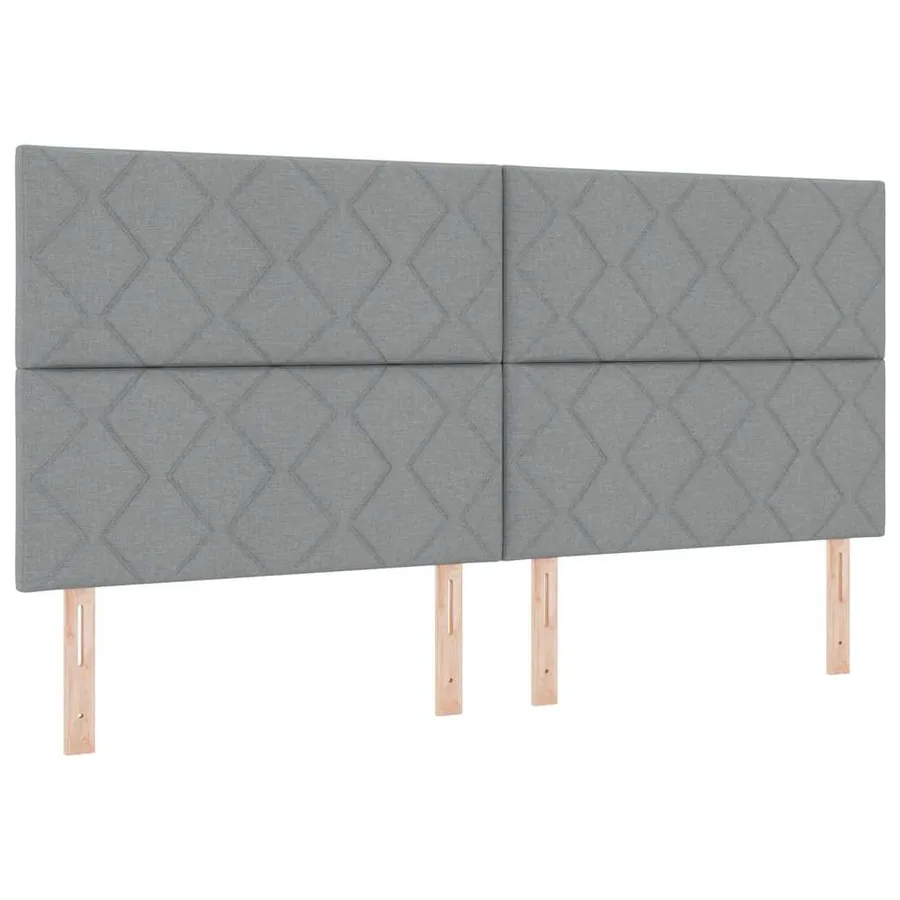 Lit à ressort LED Gris clair 200 x 200 cm tissu - 2
