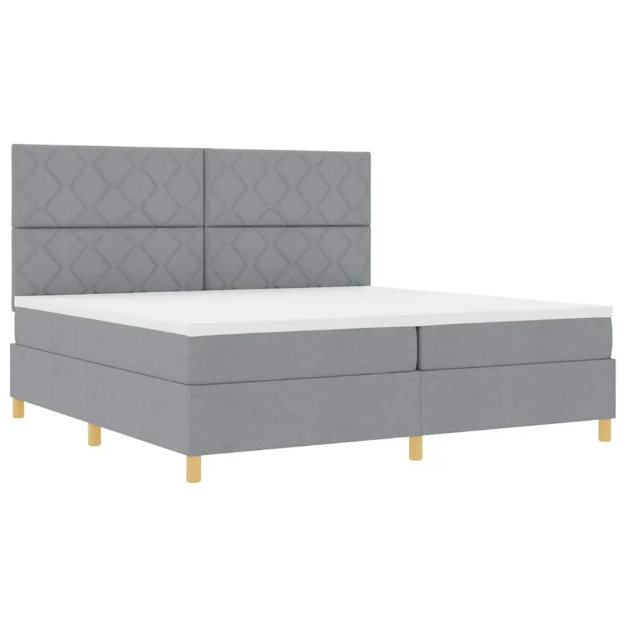 Lit à ressort LED Gris clair 200 x 200 cm tissu - 6