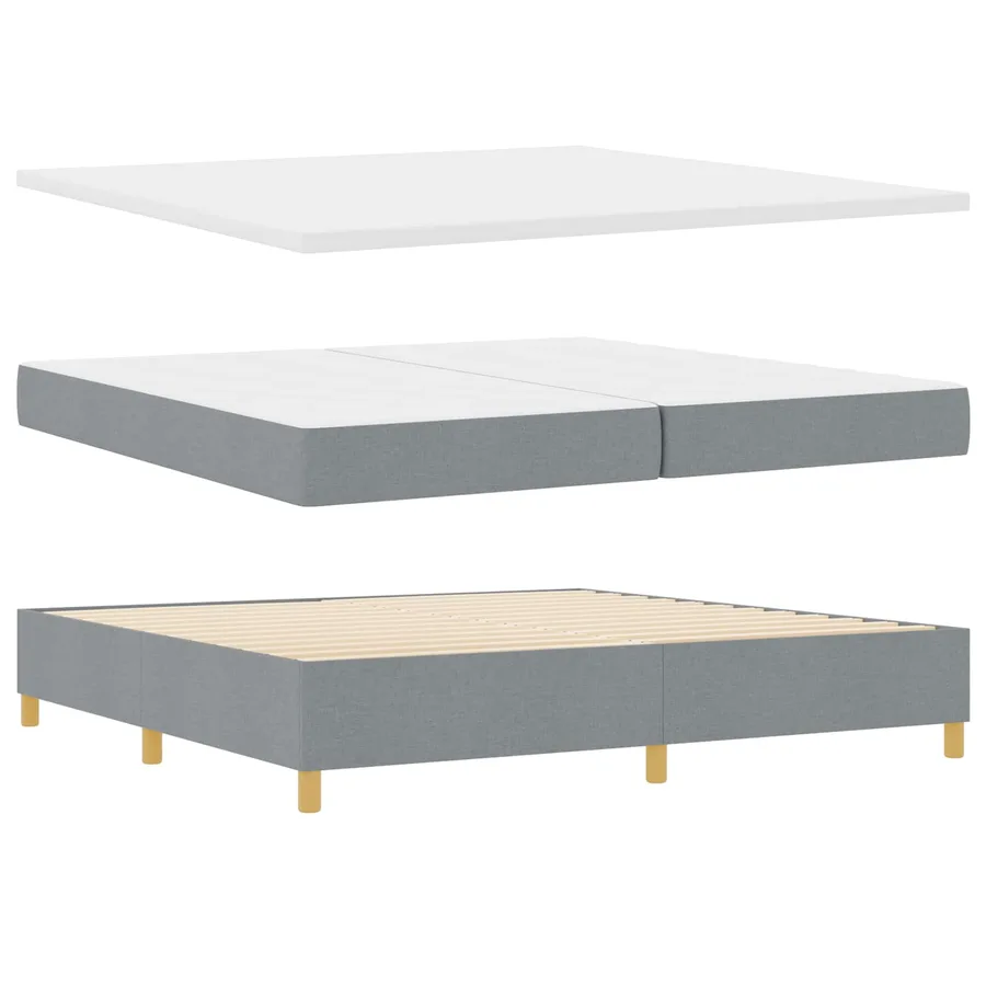 Lit à ressort LED Gris clair 200 x 200 cm tissu - 7