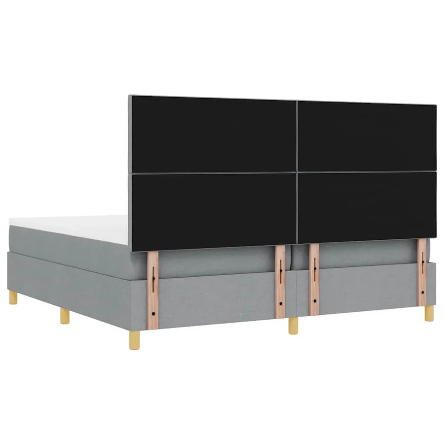 Lit à ressort LED Gris clair 200 x 200 cm tissu - 8