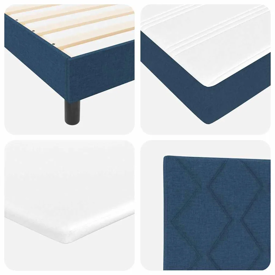Lit à ressorts avec coussin Bleu 200 x 200 cm tissu - 11
