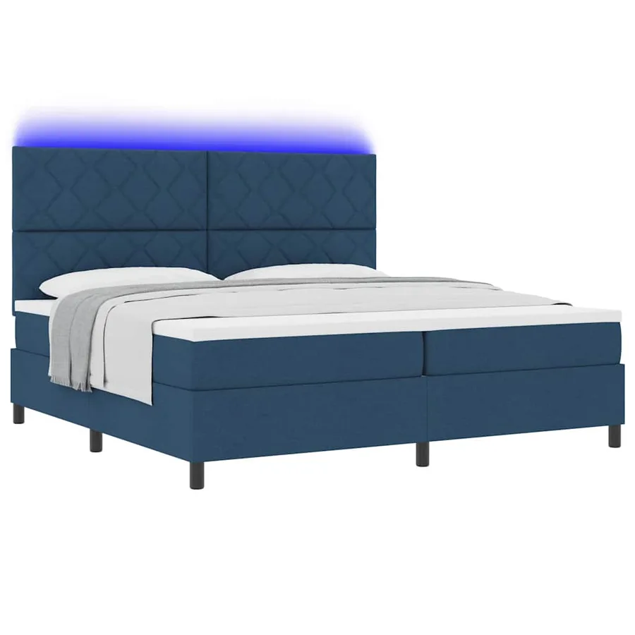 Lit à ressorts avec bandes LED Bleu 200 x 200 cm tissu - 3