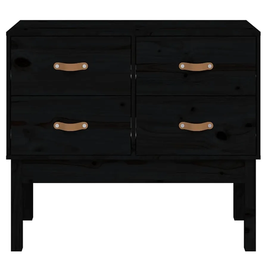 Armoire console Noir 90x40x78 cm Bois de pin solide - 3