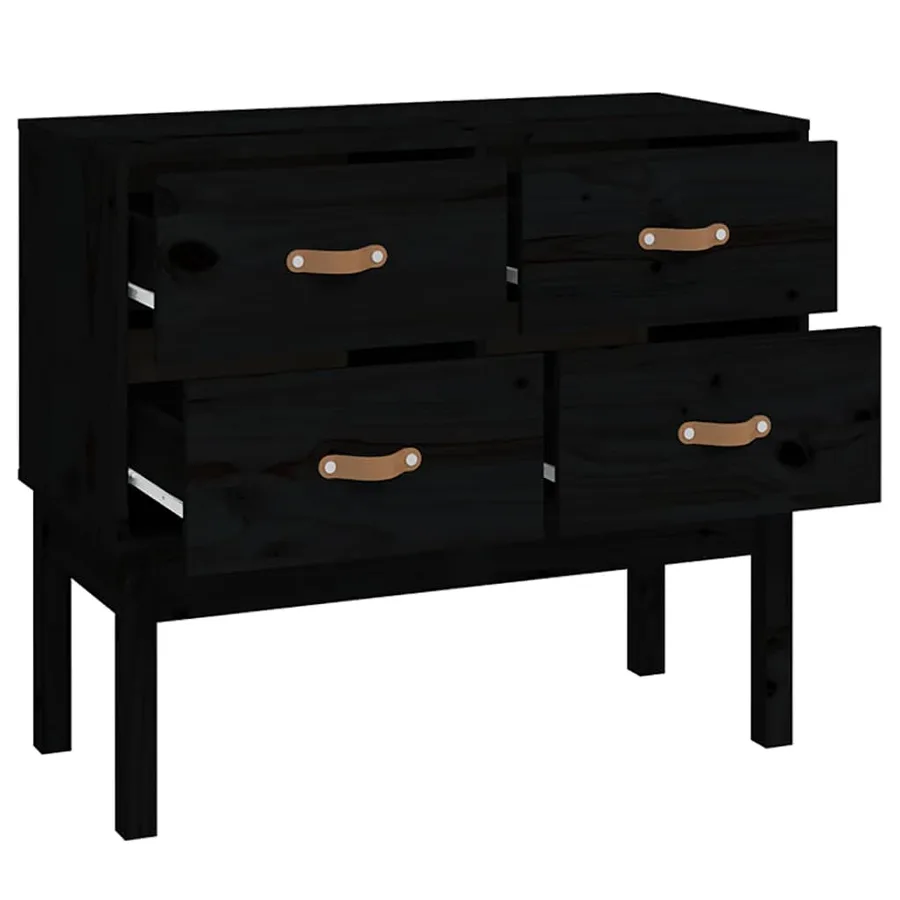 Armoire console Noir 90x40x78 cm Bois de pin solide - 4