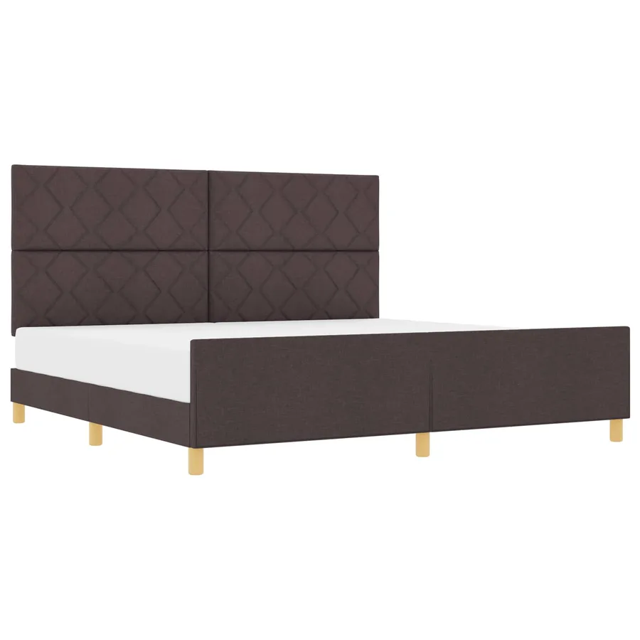 Cadre de lit avec tête de lit Marron foncé 200 x 200 cm tissu - 2