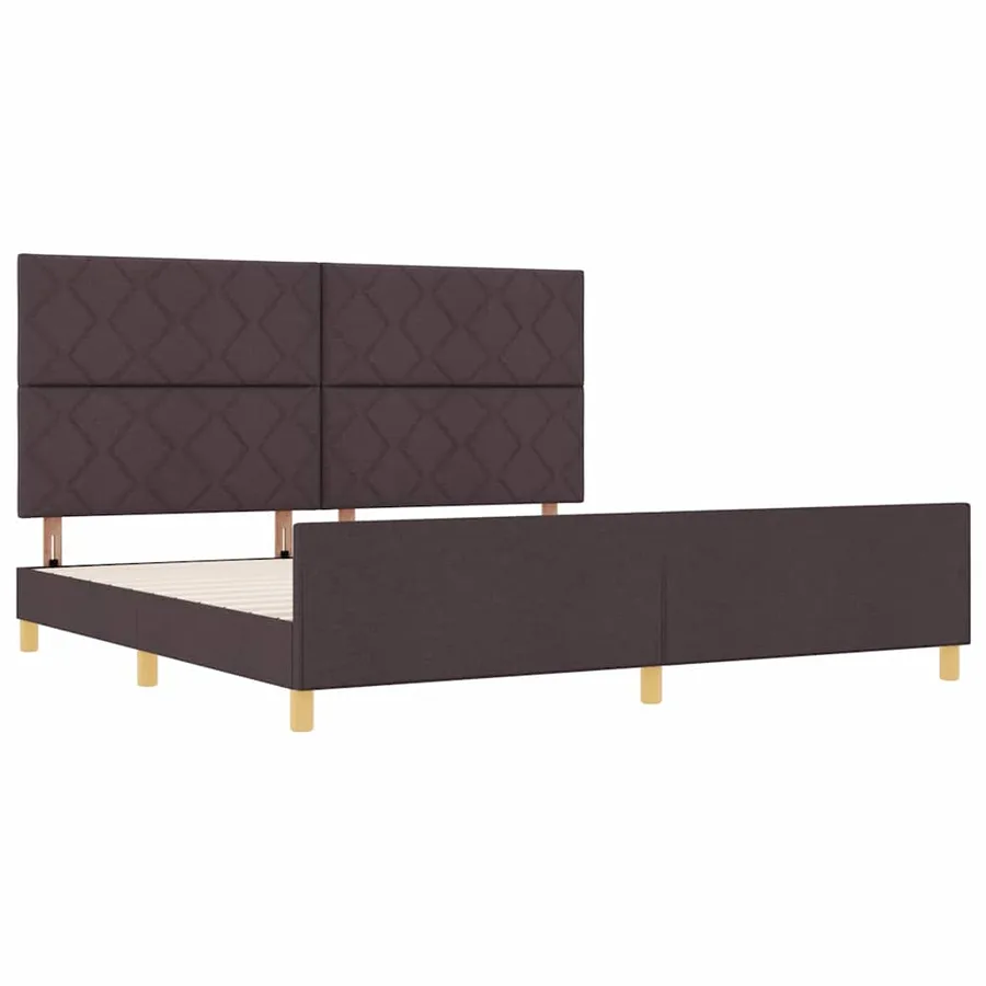 Cadre de lit avec tête de lit Marron foncé 200 x 200 cm tissu - 5