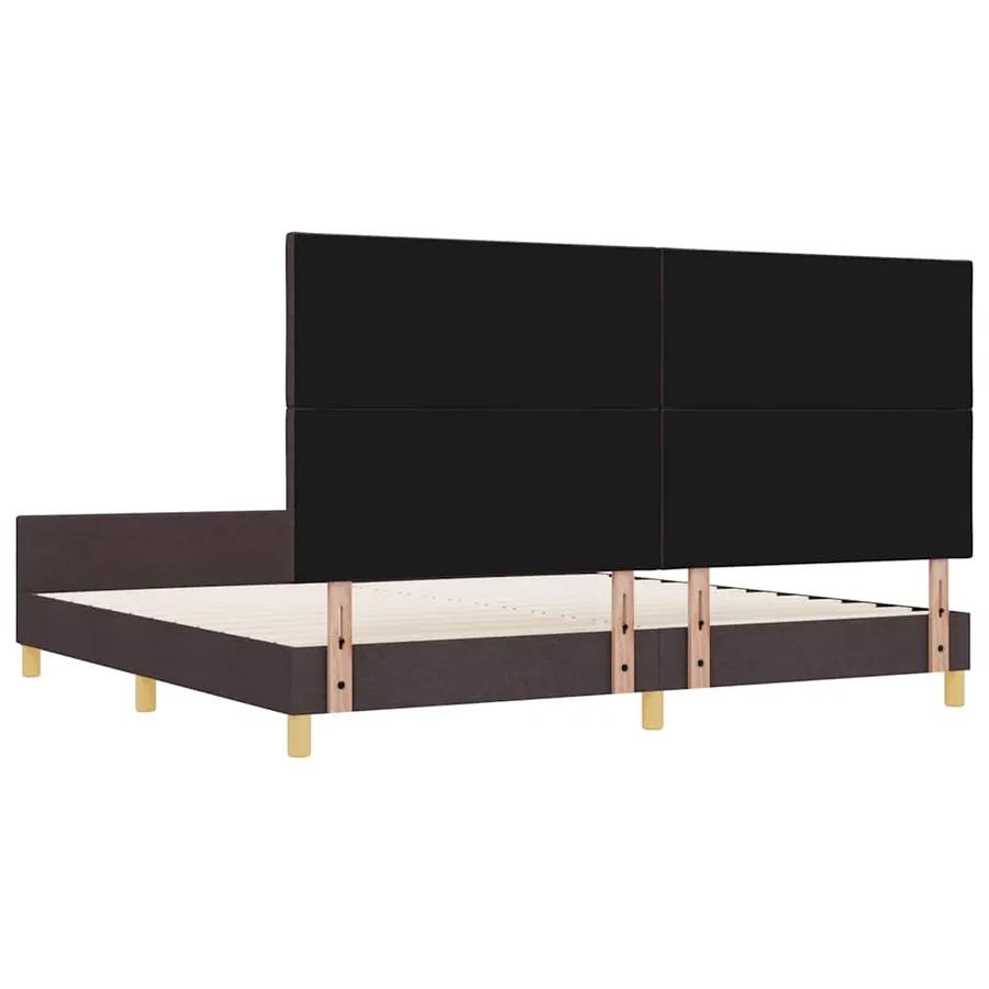 Cadre de lit avec tête de lit Marron foncé 200 x 200 cm tissu - 9