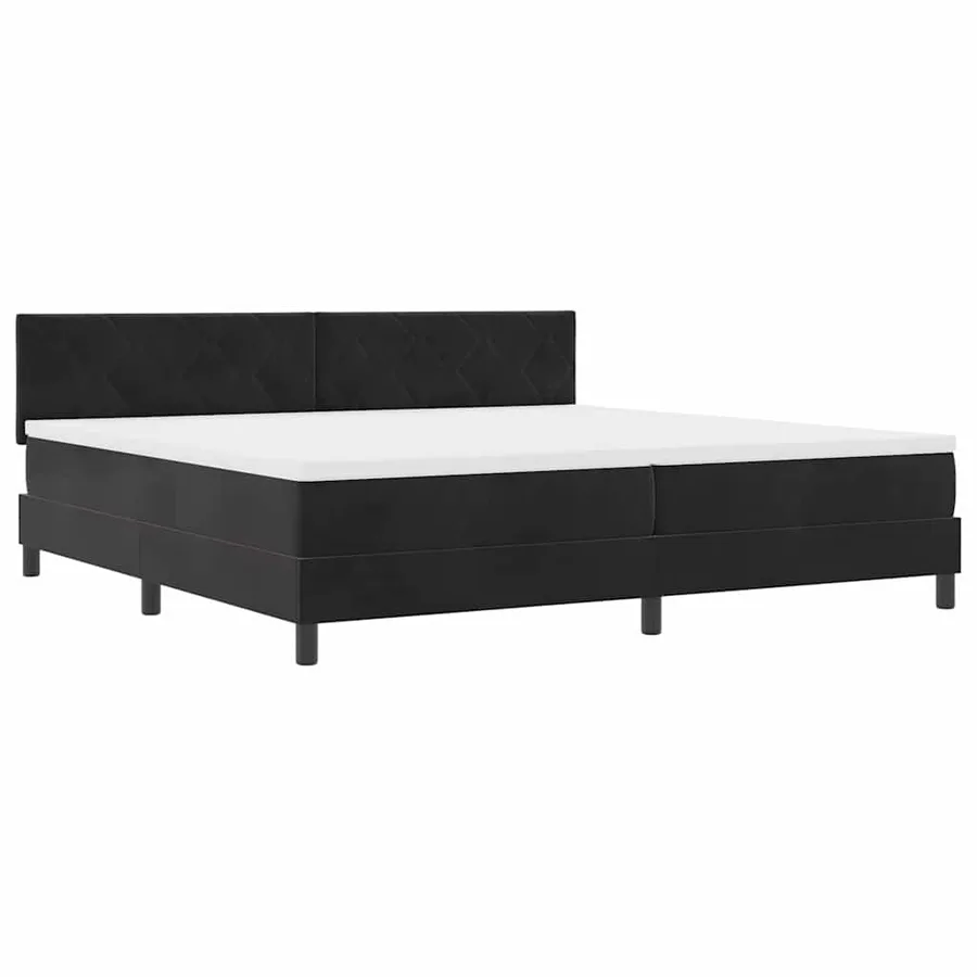 Lit à ressort LED avec bandes LED Noir 200 x 200 cm Velours - 2