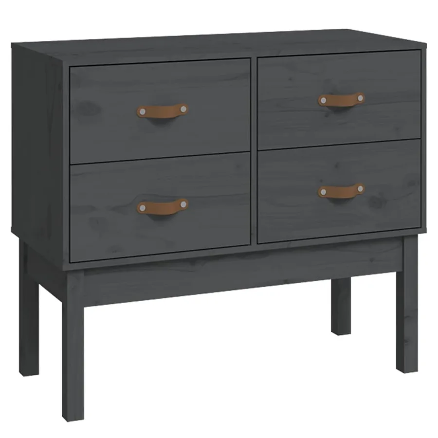 Armoire console Gris 90x40x78 cm Bois de pin solide - 2