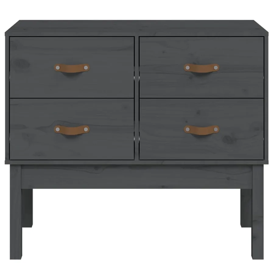 Armoire console Gris 90x40x78 cm Bois de pin solide - 3