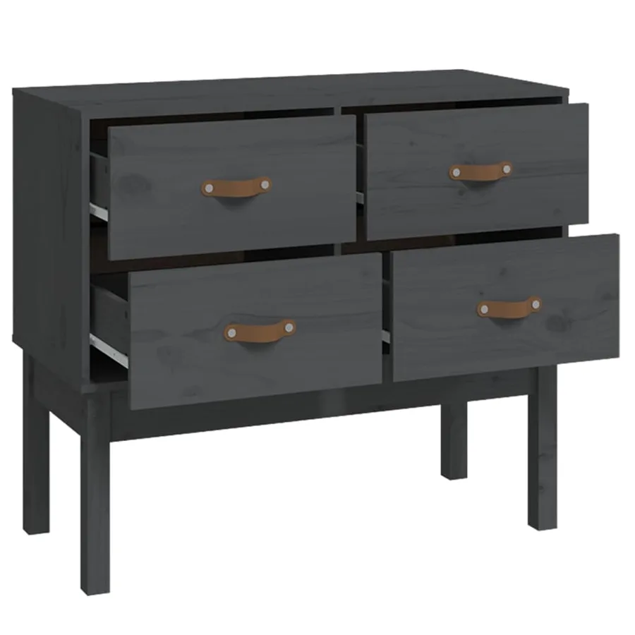 Armoire console Gris 90x40x78 cm Bois de pin solide - 4