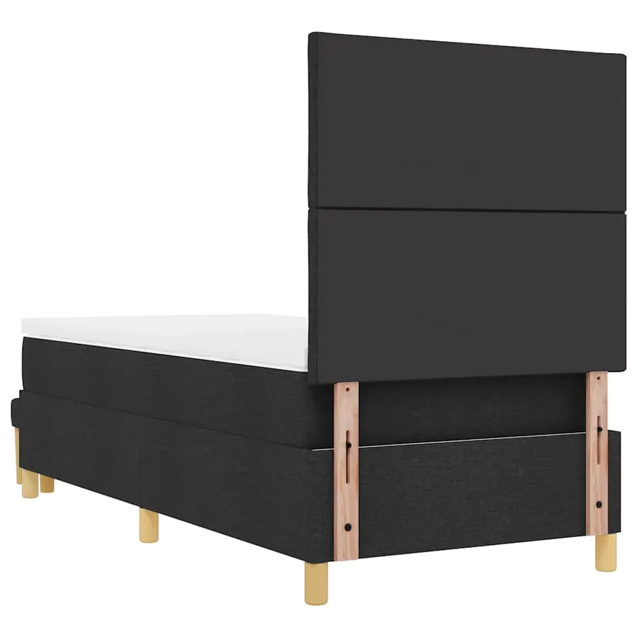 Lit à ressorts avec coussin Noir 200 x 100 cm tissu - 10