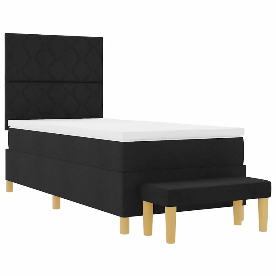 Lit à ressorts avec coussin Noir 200 x 100 cm tissu - 4