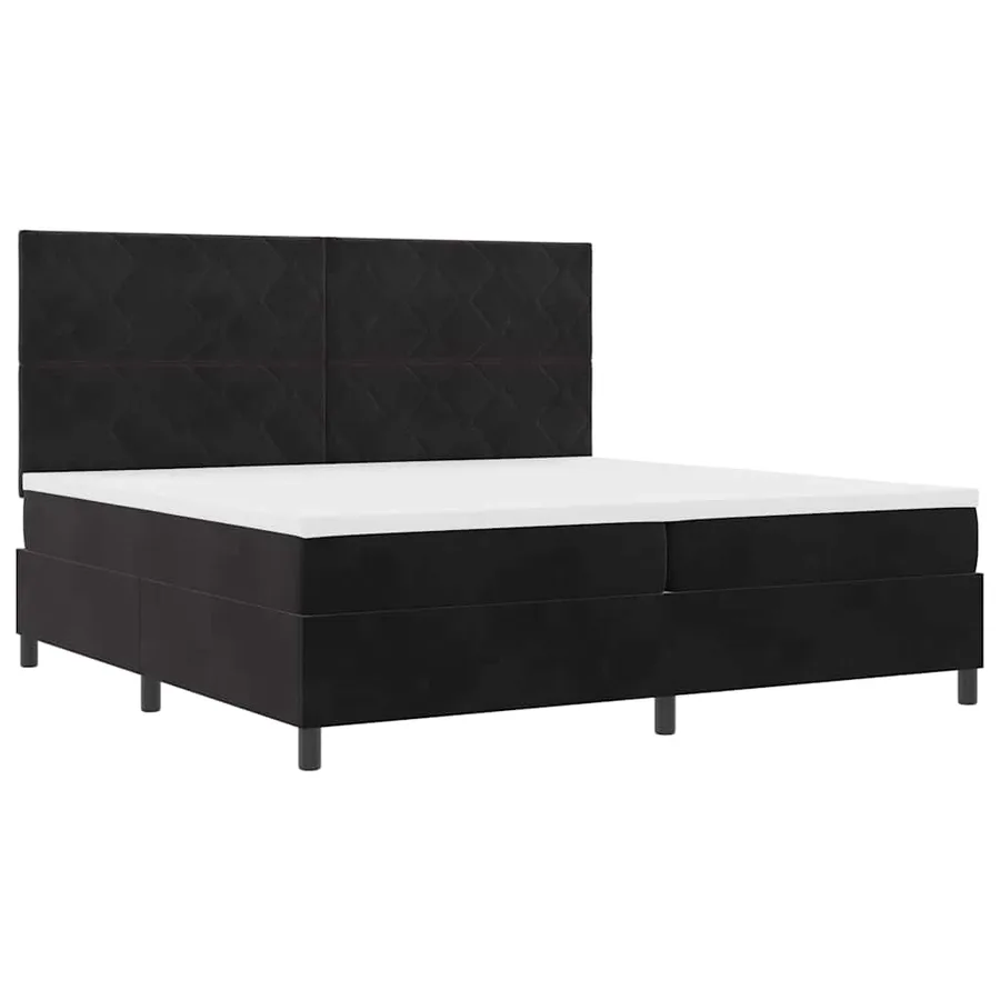 Lit à ressort LED avec tête de lit Noir 200 x 200 cm Velours - 6
