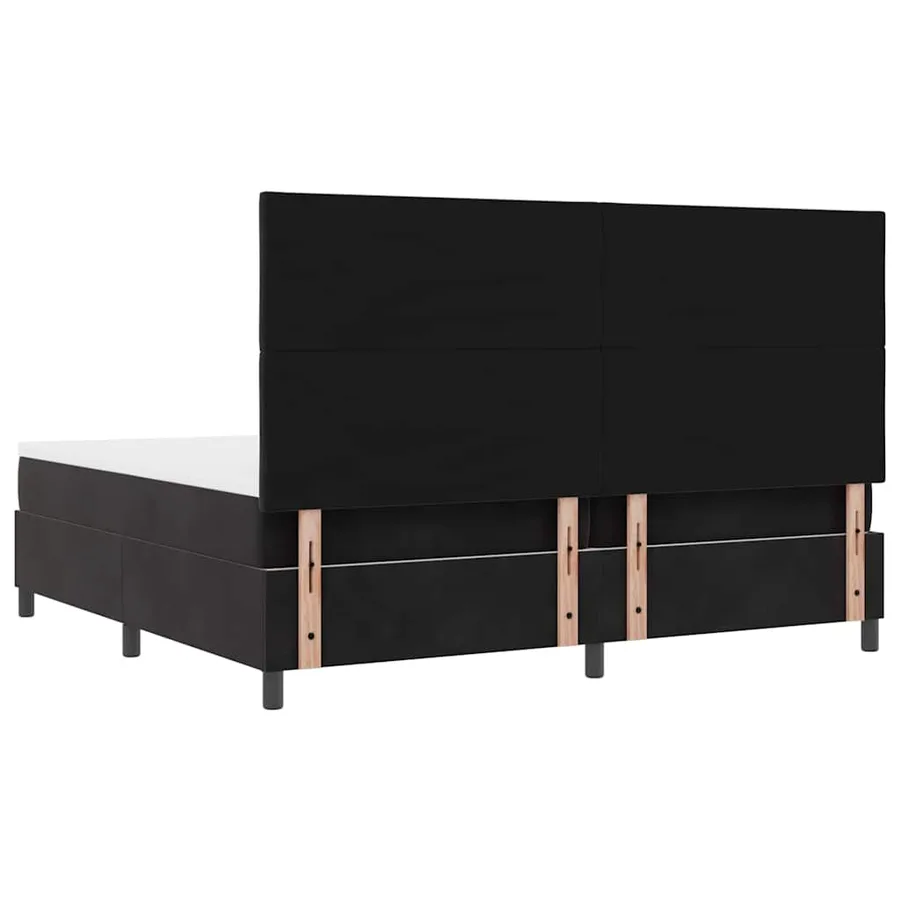 Lit à ressort LED avec tête de lit Noir 200 x 200 cm Velours - 8