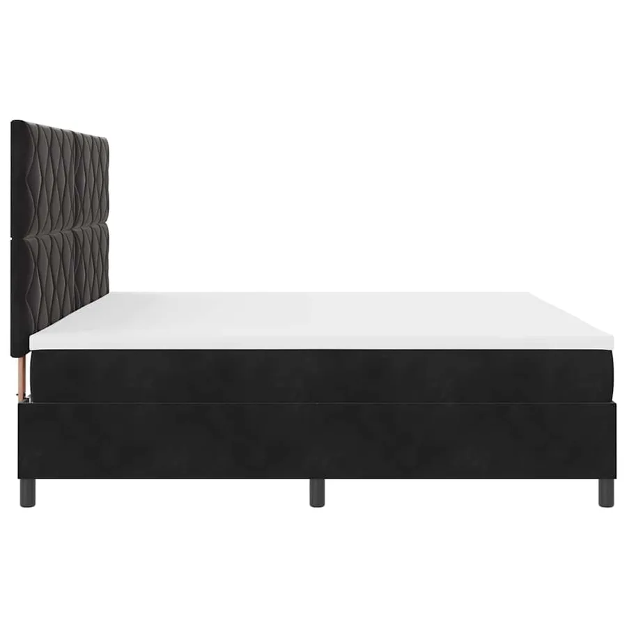 Lit à ressort LED avec tête de lit Noir 200 x 200 cm Velours - 9