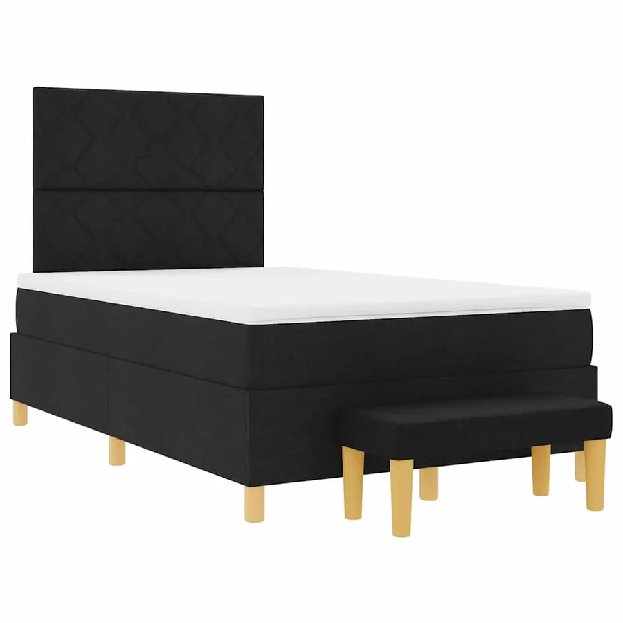 Lit à ressorts avec coussin Noir 200 x 120 cm tissu - 4