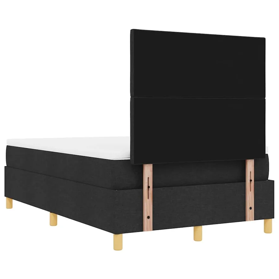 Lit à ressorts avec coussin Noir 200 x 120 cm tissu - 8