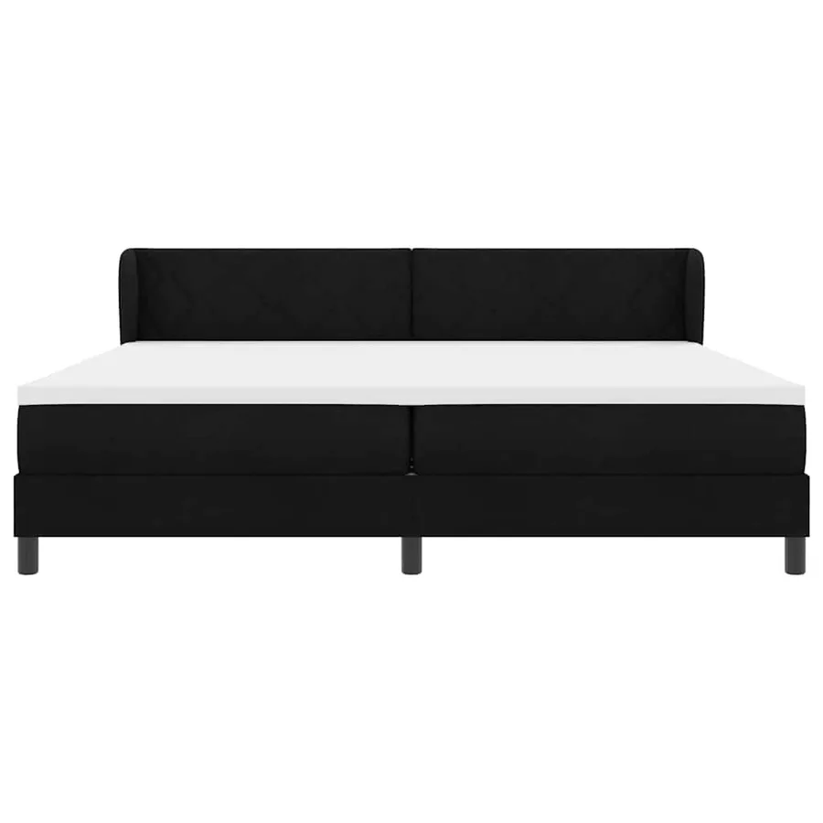 Lit à ressorts avec tête de lit Noir 200 x 200 cm tissu - 7