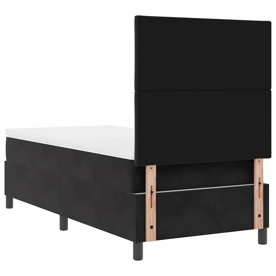 Lit à ressorts avec tête de lit Noir 100 x 200 cm Velours - 9