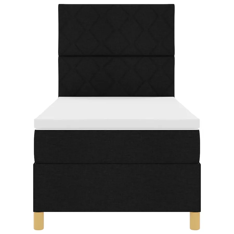 Lit à ressorts avec tête de lit Noir 100 x 200 cm tissu - 7