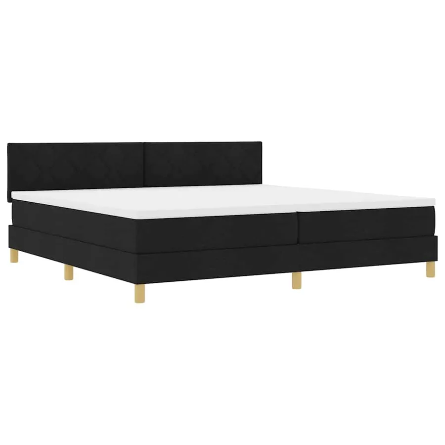 Lit à ressorts avec coussin Noir 200 x 200 cm tissu - 4