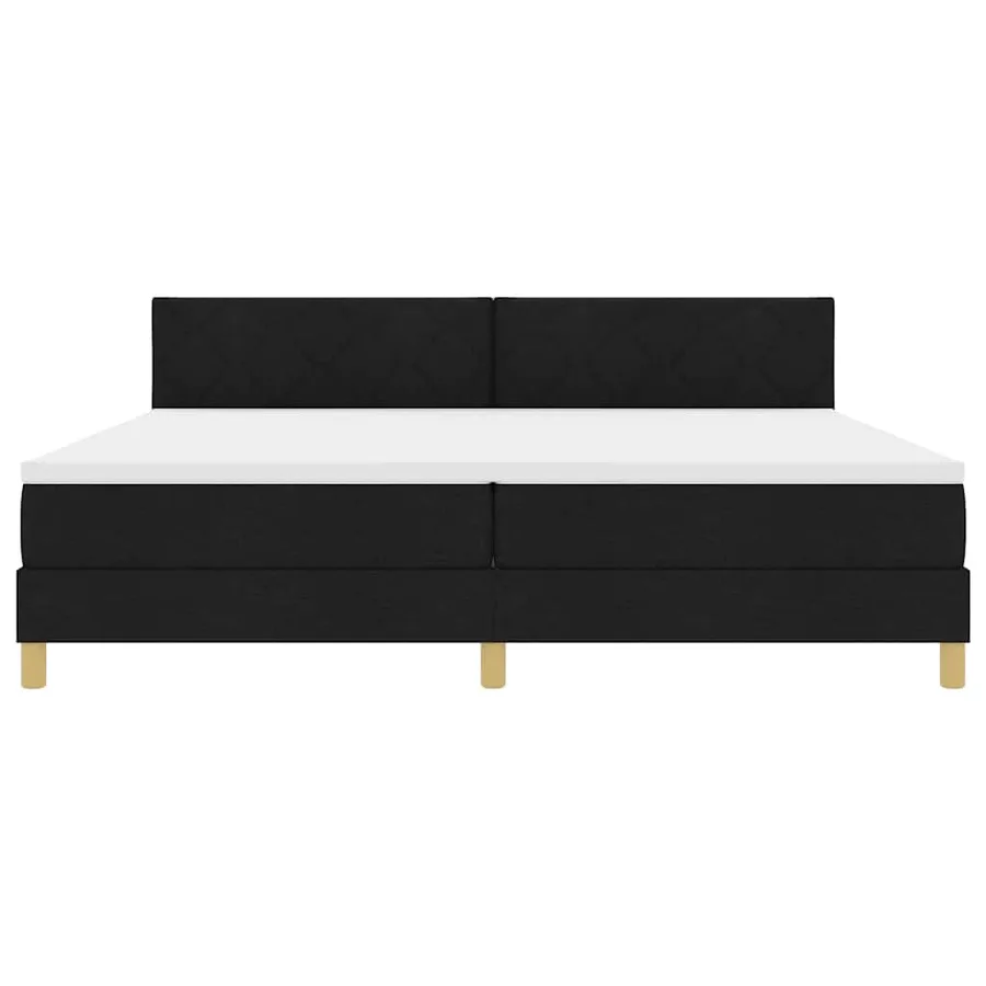 Lit à ressorts avec coussin Noir 200 x 200 cm tissu - 7