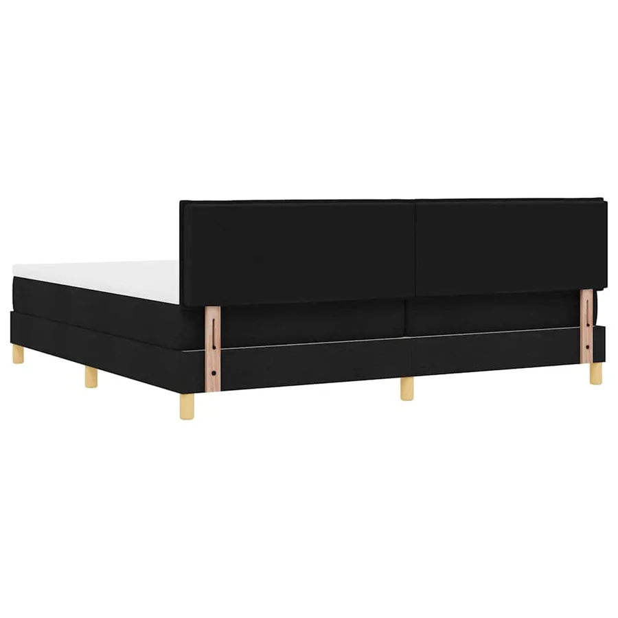 Lit à ressorts avec coussin Noir 200 x 200 cm tissu - 9