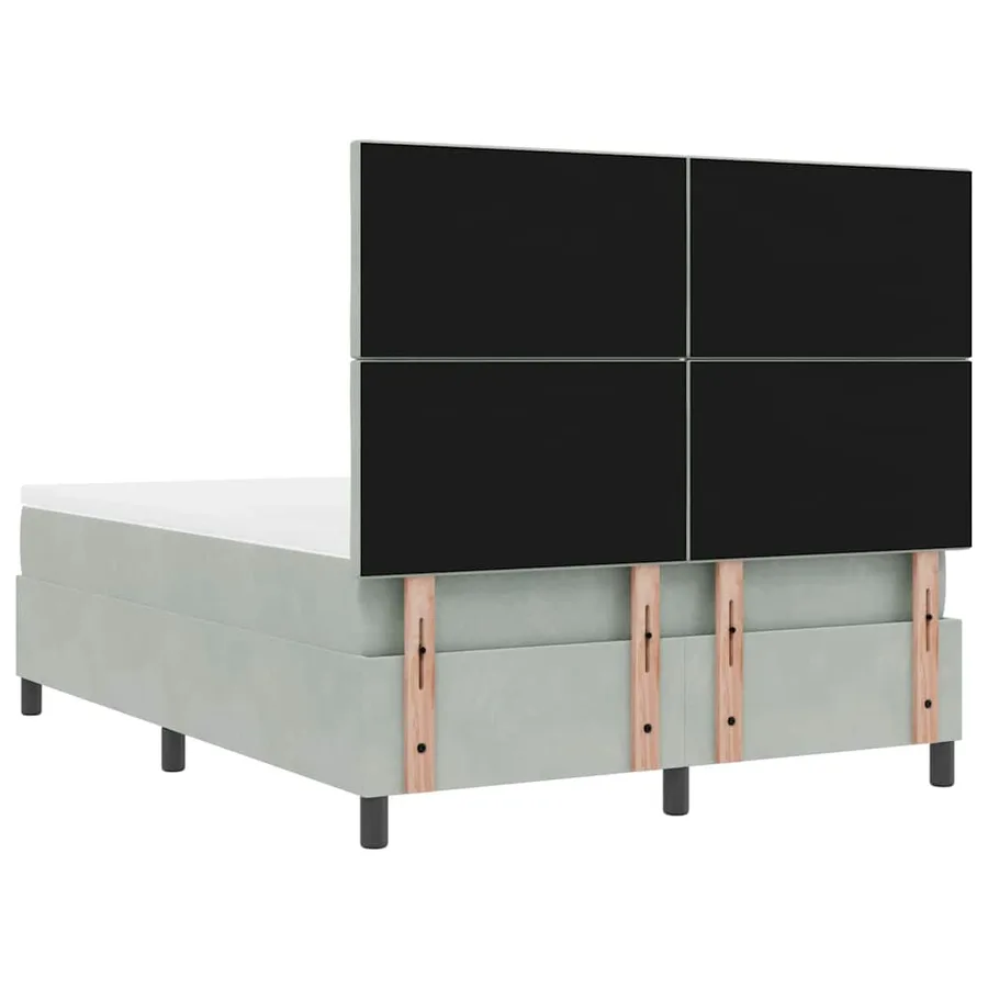 Lit à ressorts avec tête de lit Gris clair 190 x 140 cm Velours - 10