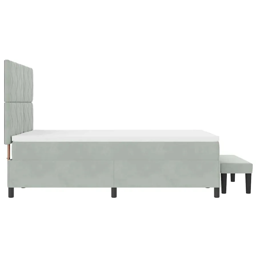 Lit à ressorts avec tête de lit Gris clair 190 x 140 cm Velours - 9
