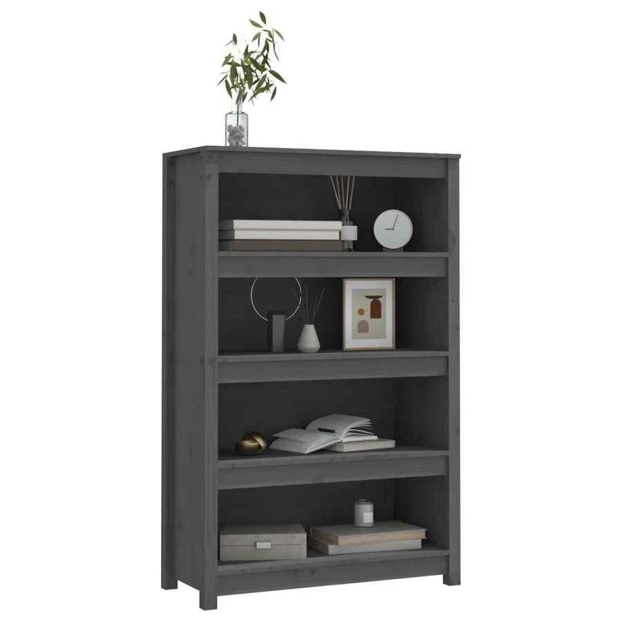 Bibliothèque Gris 80x35x126 cm Bois de pin massif - 4