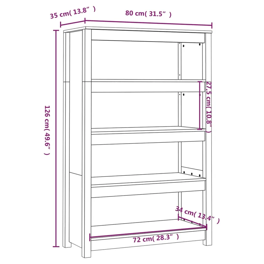 Bibliothèque Gris 80x35x126 cm Bois de pin massif - 8