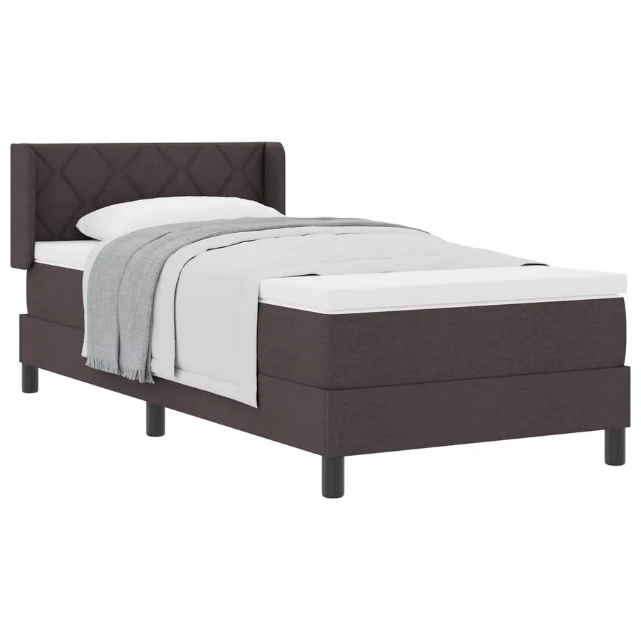 Lit à ressorts avec tête de lit Marron foncé 190 x 90 cm tissu - 2