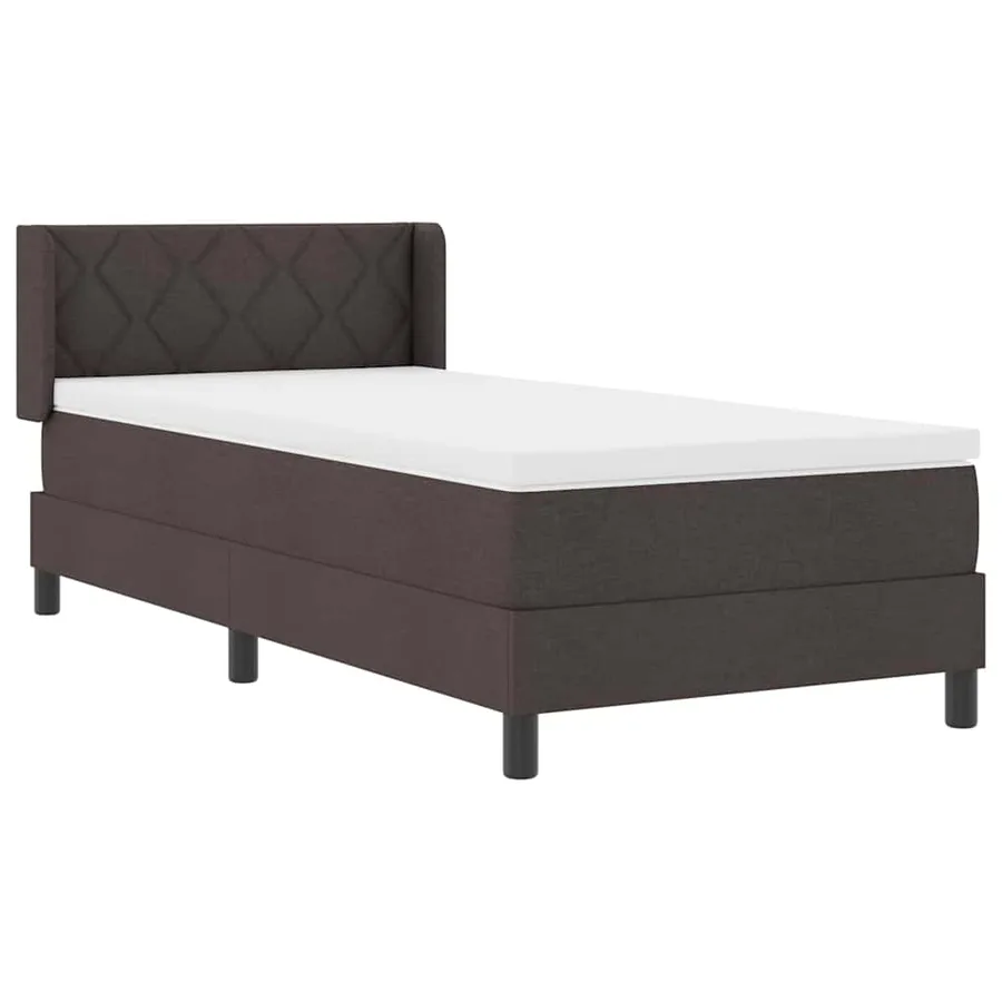 Lit à ressorts avec tête de lit Marron foncé 190 x 90 cm tissu - 6
