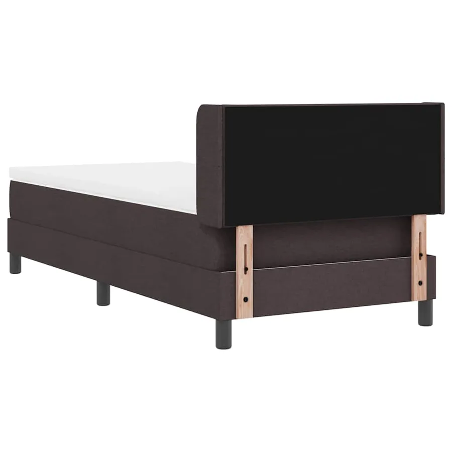Lit à ressorts avec tête de lit Marron foncé 190 x 90 cm tissu - 9