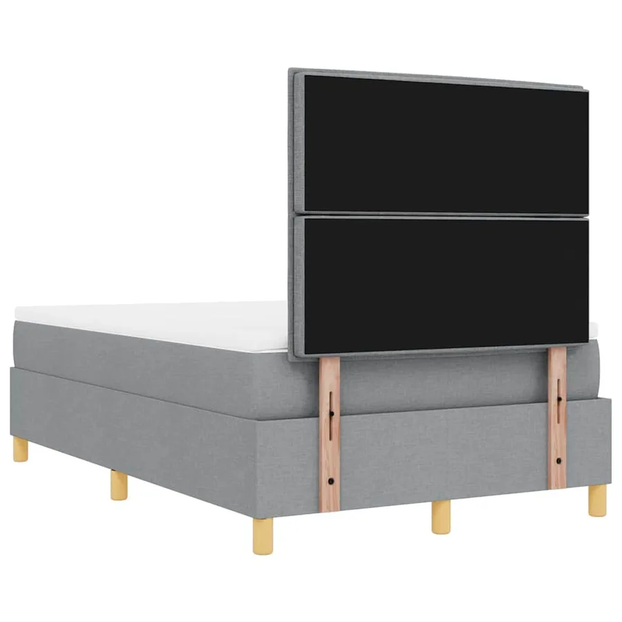 Lit à ressorts avec tête de lit Gris clair 190 x 120 cm tissu - 10