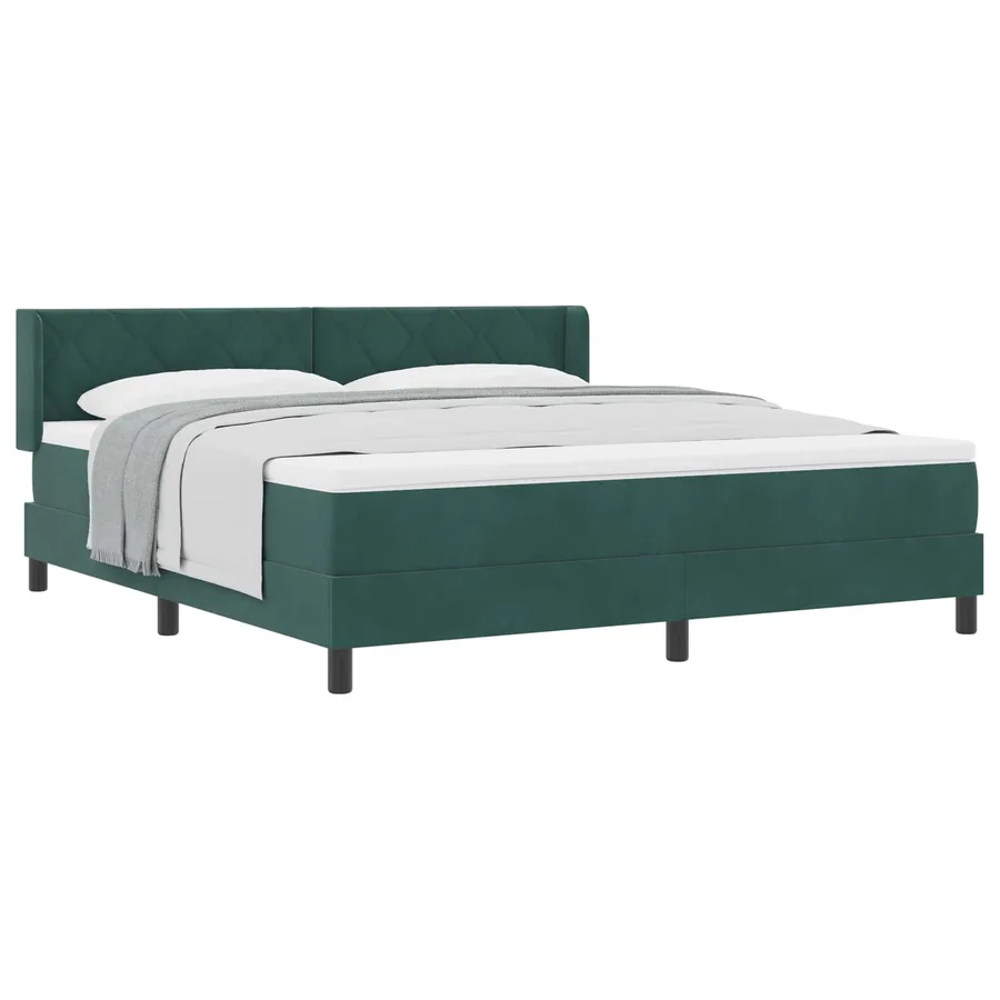 Lit à ressorts avec tête de lit Vert foncé 200 x 180 cm Velours - 2