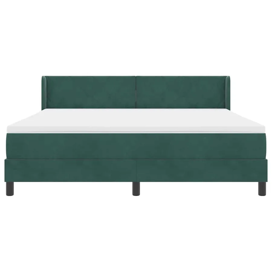 Lit à ressorts avec tête de lit Vert foncé 200 x 180 cm Velours - 6